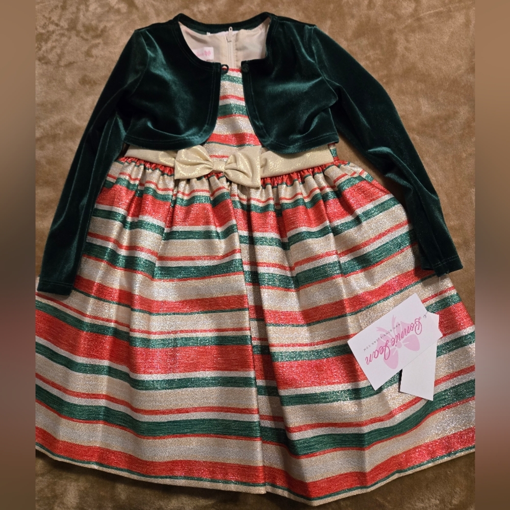 Festive Striped Toddler 3T Holiday Dress